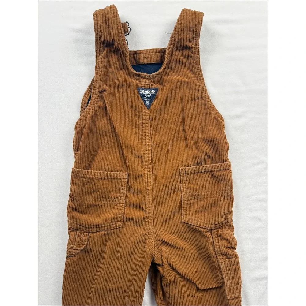 OshKosh B'gosh Corduroy Overalls Kids Size 4T Brown Vestbak Workwear